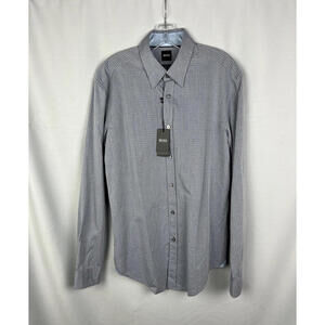 Hugo Boss Rodney_53 Button-Up Shirt Long Sleeve Linen Blue Size L